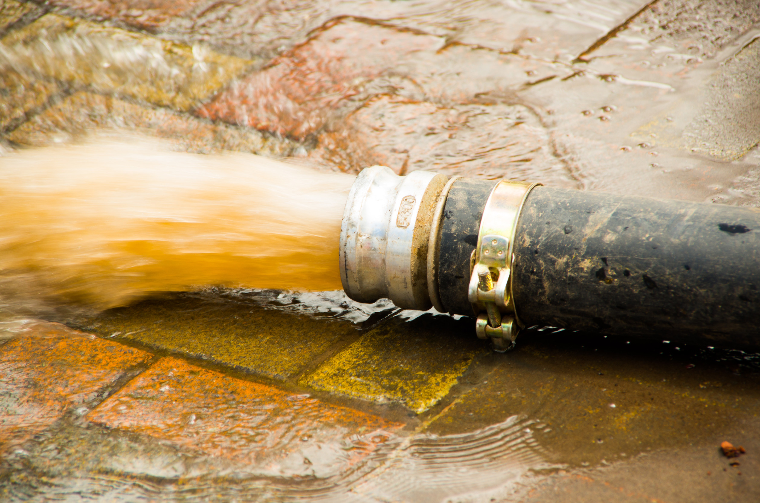 Rust-colored water